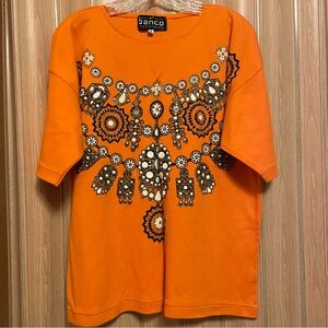 Banco Preta Porter Orange Embellished Top